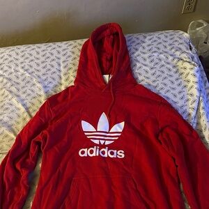 Men’s Adidas Red Hoodie with White Logo